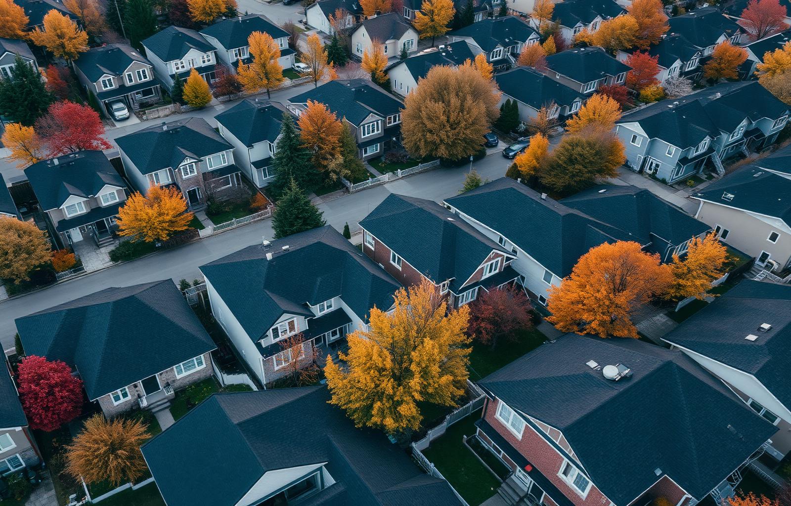 Aerial view of GTA neighbourhood roofs